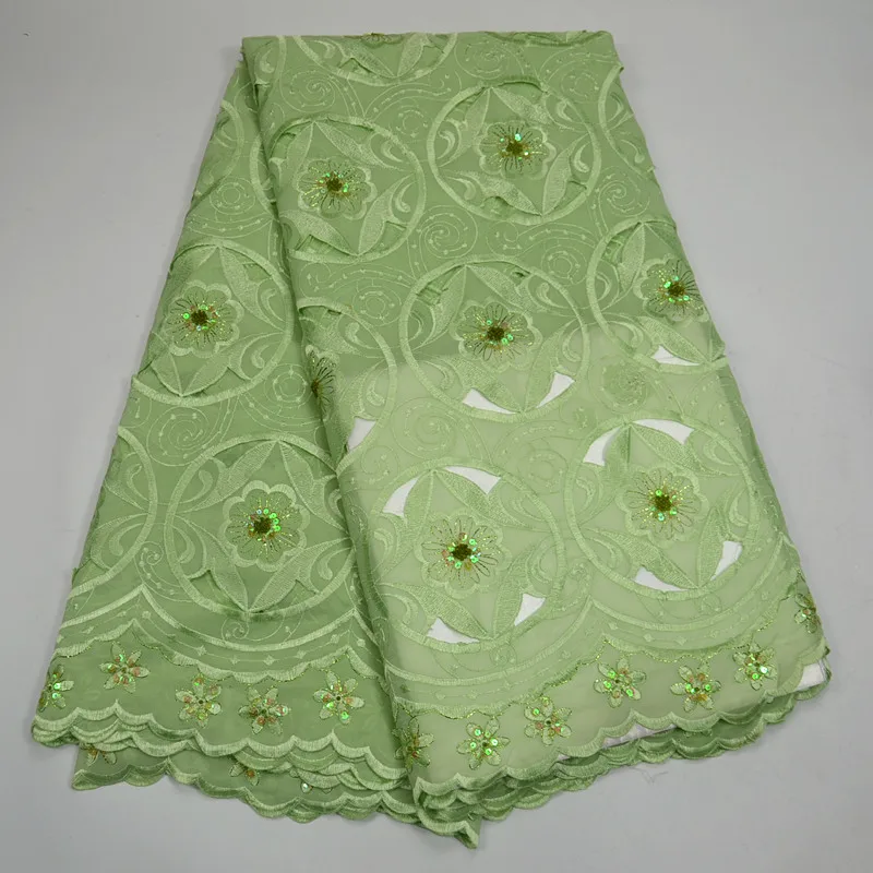 

beautiful lemon color cotton lace handcut African organza Lace fabric with sequins for party dress