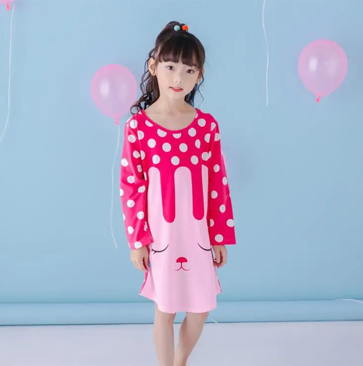 Детская осенняя Пижама хлопковая ночная рубашка для девочек Весенняя Милая Пижама с Длинными Рукавами Летняя тонкая домашняя одежда для девочек - Цвет: style 8