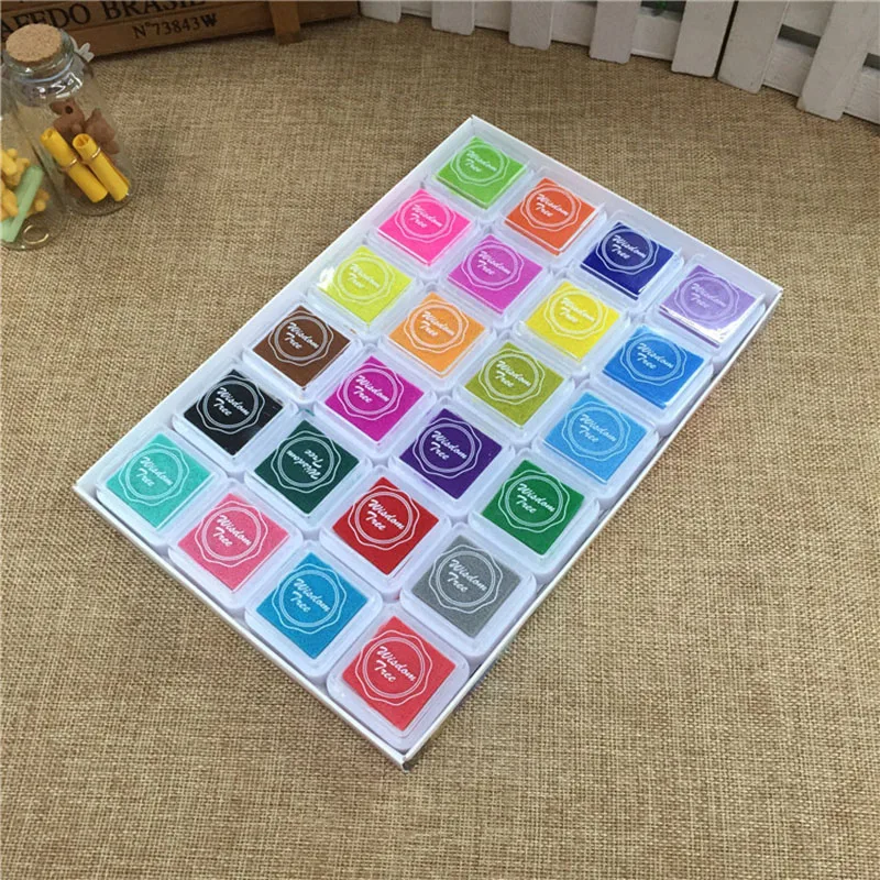 

24pcs/set Colorful Inkpad Fingerprint Painting Children DIY Mud Homemade Vintage Crafts Ink Pad Scrapbooking Accessories