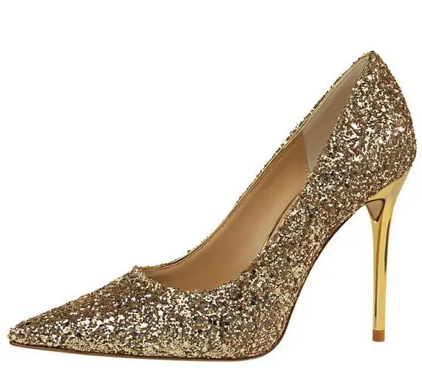 Size 4 8 Autumn Golden font b Women b font Shoes New 8 Color Glitter High