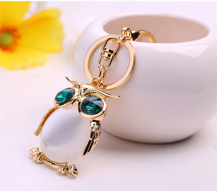 4x5.5CM cat eyes Owl key chains rhinestone chain handmade high quality Purse Handbag Car Key Keyring Keychain | Украшения и