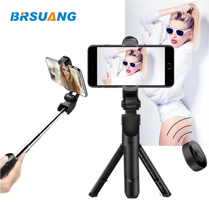 

20pcs/lot BRSUANG Portable Wireless Shutter XT09 Selfie Stick with Built-in Tripod Stand For iPhone Samsung Xiaomi Huawei Etc.