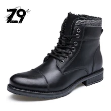 Top new men boots fashion casual high shoes style Plush super warm high quality lace-up leather ankle brand season winter