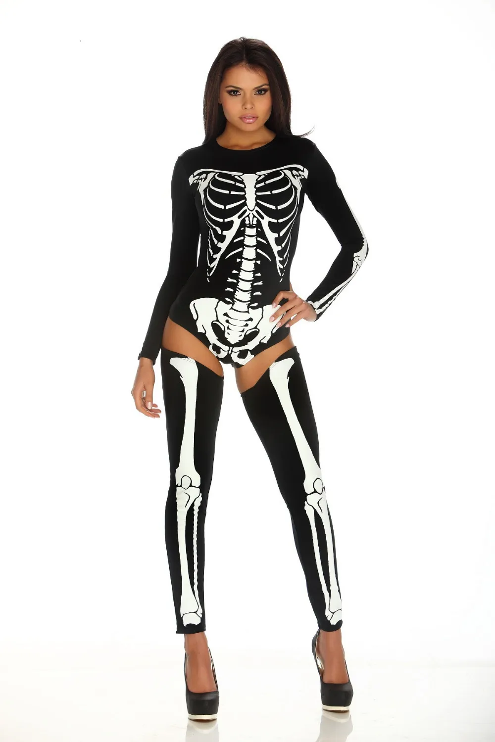 Страшная дьявольская ведьма череп скелет костюм для женщин леди косплей Череп боди костюмы взрослых Хэллоуин карнавал одежда для вечеринок