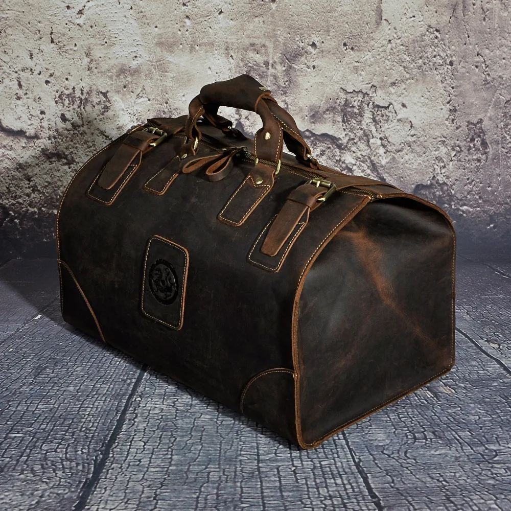 Мужская сумка из натуральной кожи, большая вместительность, Винтажный дизайн, мужская сумка для путешествий, сумка для багажа, чемодан, сумка-тоут, 8151b