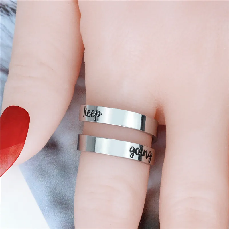 

Legenstar Rings For Women Keep Fucking Going Engraved Stainless Steel Opening Ring Fashion Punk Jewelry for Party Gift