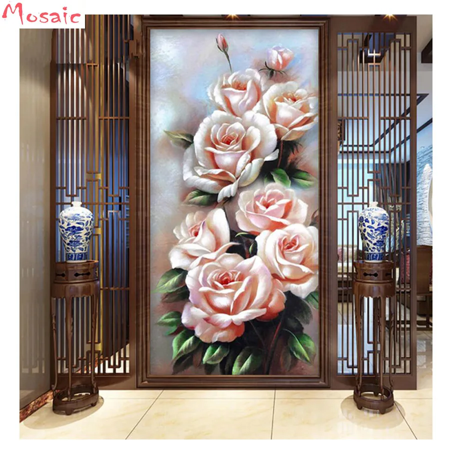 Полная Алмазная вышивка "Роза" DIY Алмазная картина наборы для вышивки крестом натуральный цветочный пейзаж 5D мозаика украшение гостиной