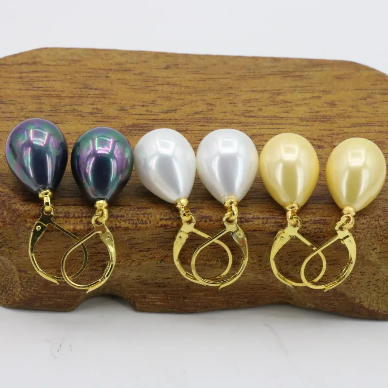 

Water drop shape shell 12x16mm earrings eardrop(3 set 3 color)DIY making design suitable women exquisite gift wholesale
