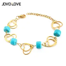 Золотой браслет, богемные ювелирные изделия, браслеты с бирюзой, милая Серебряная цепочка, сердце, женские браслеты, вечерние, свадебные
