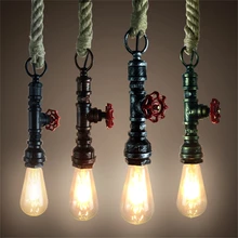 American Country Creative Cafe Restaurant Bar Hanging Lamp Pendant Lamp Retro Industrial Wind water pipe Hemp Rope Pendant light loft american country vintage pendant light farmhouse cafe bar hemp bamboo hanging light