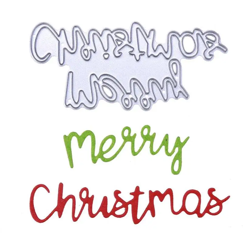 

Fashion Merry Christmas Letter Cutting Die Stencil Scrapbook Embossing DIY Album Card Gift Album Photo Decor Cutting Molds/Mould