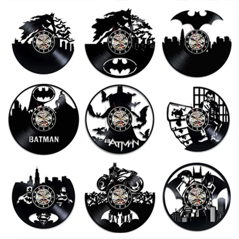 

Vintage Vinyl Record Wall Clock Modern Design Decorative Boys Room Joker Design Batman Clocks Wall Watch Home Decor Silent 12"