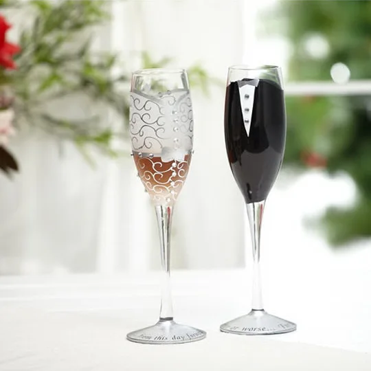 

2pcs/set wedding champagne glass set decor cup hanap red wine cup wedding glasses Bride Groom marry cups Accessory Supply
