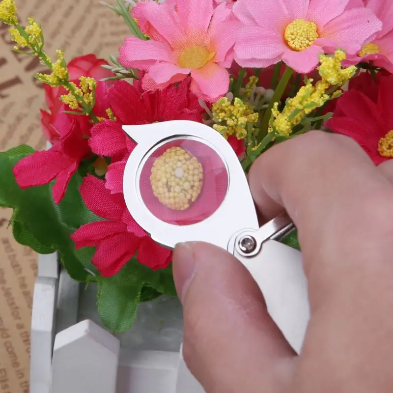 

10X Portable Metal Magnifier Reading Map Jewelry Folding Keychain Loupe Magnifying Glass Lens