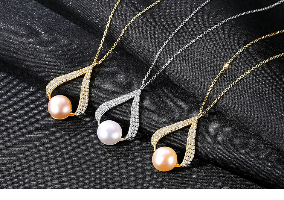 

S925 sterling silver pearl necklace pendant zircon fashion female necklace LBA05
