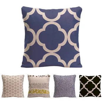

Moroccan Lattice Quatrefoil Pattern Cushion Cover Home Decorative Cotton Linen Throw Pillow Case For Sofa Car Print One Side