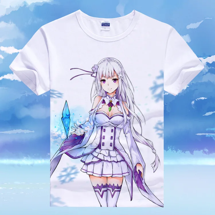 Re: Zero kara Hajimeru Isekai Seikatsu футболка аниме Emilia Rem косплей футболка мультфильм школьные рубашки тройник милый подарок футболка