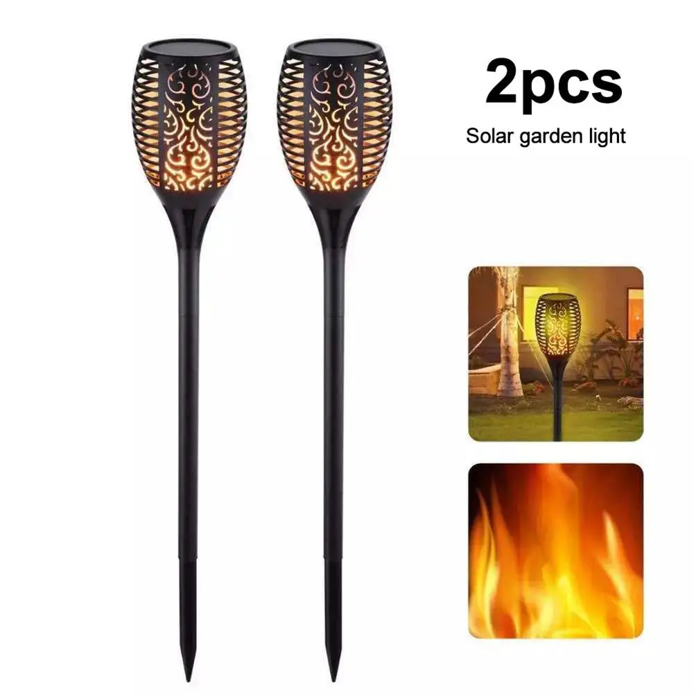 

2Pcs Garden Lawn IP65 Waterproof 96LED Solar Panel Light Flickering Flame Lamp