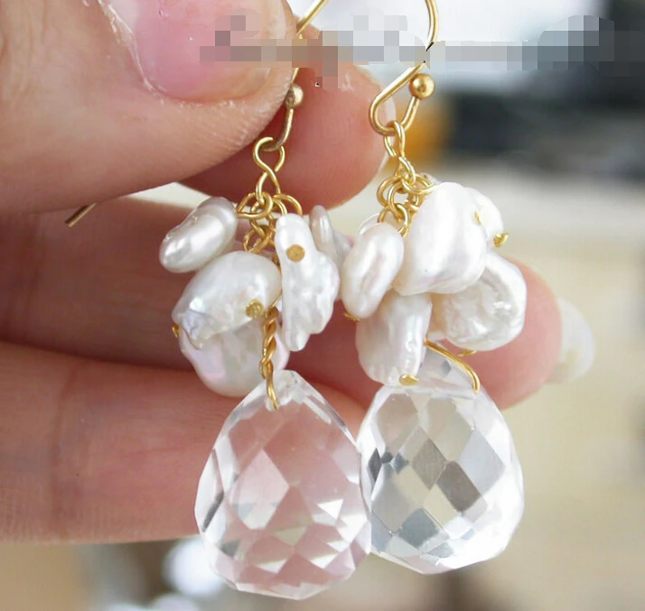 

Free shipping >>>>>>z3637 17mm faceted drip clarity crystal reborn pearl earring
