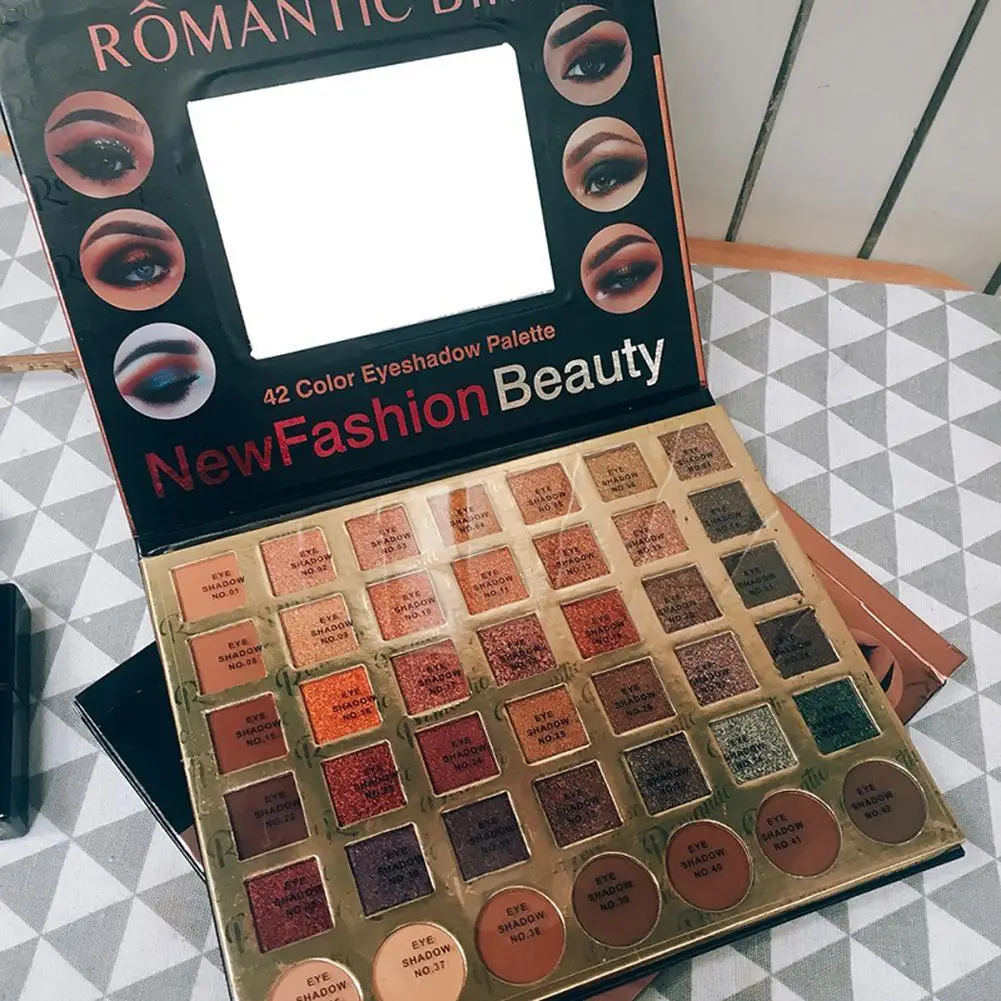 

42 Colors Eyeshadow Palette Waterproof Smudge-free Matte Eye Shadow Tray Nude Waterproof Glitter Pigment Smoky EyeShadow