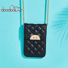 Новая женская модная мини-сумка для сотового телефона из искусственной кожи и с кошкой цепи с блестками D8682
