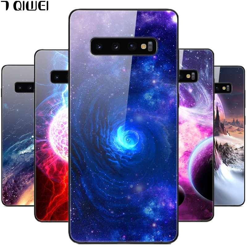 

B For Samsung S10 Plus Case S10Plus Glass Hard Back Cover For Coque Samsung Galaxy S10 S10e Case Soft Frame Tempered Case S 10