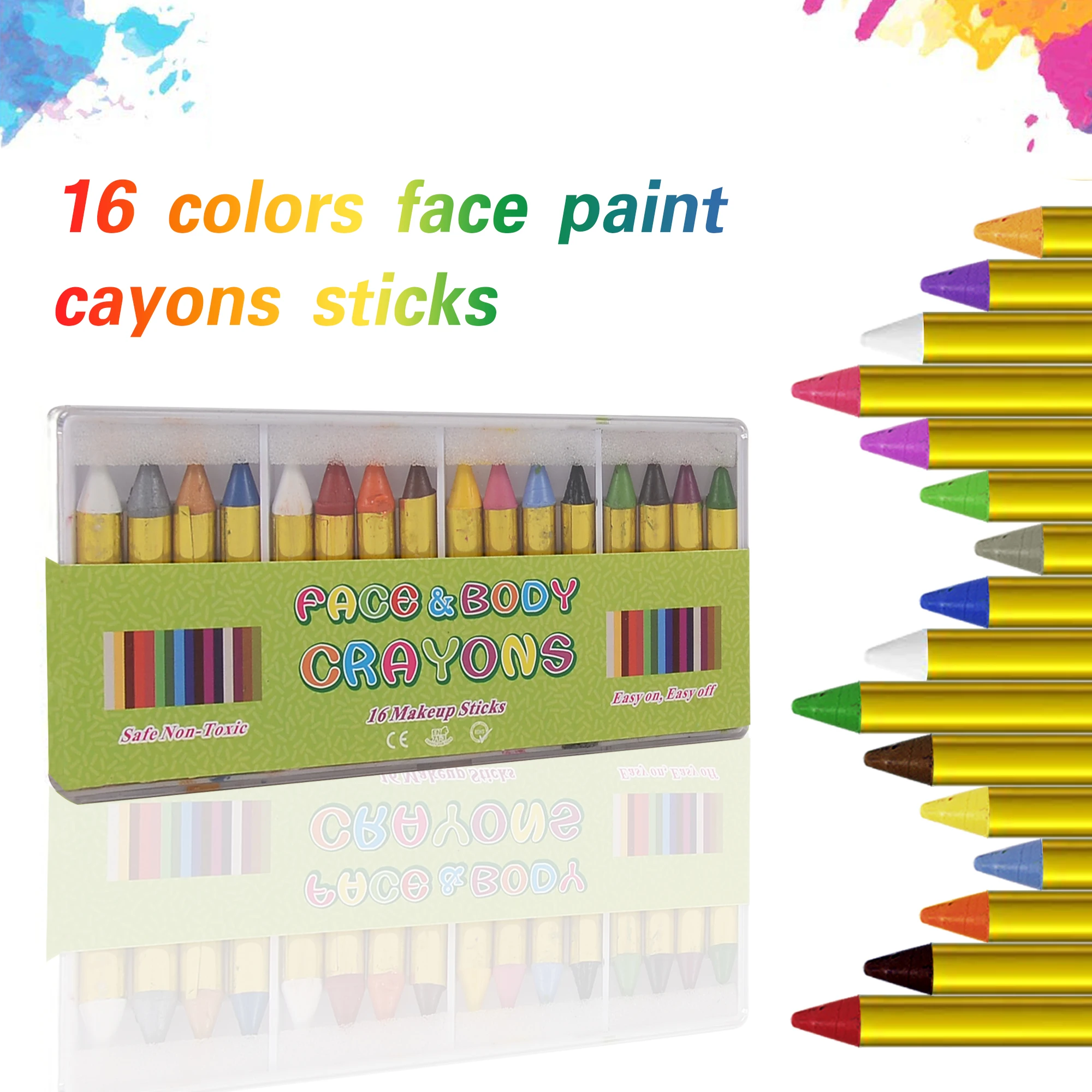 16 Colors Face Paint Crayons and Body Sticks Tattoo Kit for Kids Child Toddlers Adult World Cup | Канцтовары для офиса и дома
