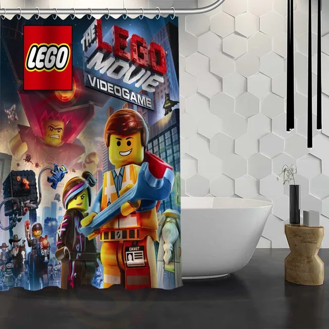 Custom Lego Batman Shower Curtain With Hooks Fabric Bathroom Curtain eco friendly Waterproof