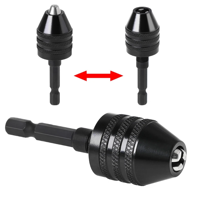 

1/4" Keyless Drill Bit Chuck Adapter Converter Quick Change 0.6-6.5mm Hex Shank