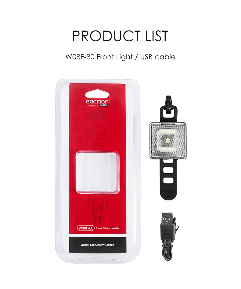 Best GACIRON W08F-80 Warning Front Light 80Lumens LED Lamp Waterproof Bicycle Light USB Rechargeable Bike Accessories 12 Best GACIRON W08F-80 Warning Front Light 80Lumens LED Lamp Waterproof Bicycle Light USB Rechargeable Bike Accessories 12