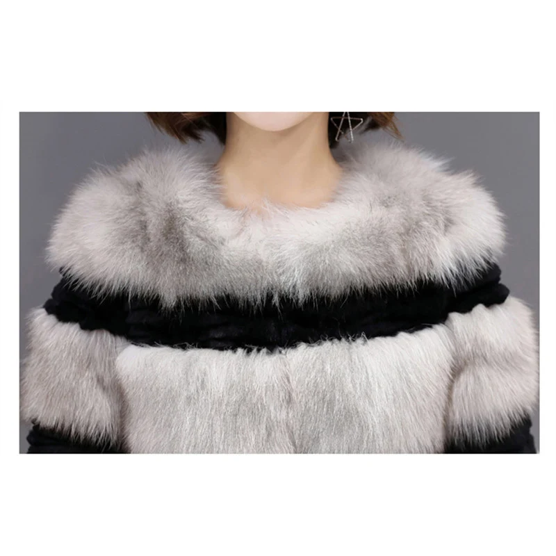 QAZXSW Fox Fur Coat 2017 New Autumn and Winter Real Fur Jacket Women Fashion Fox Fur Jacket Female Parkas LH1306