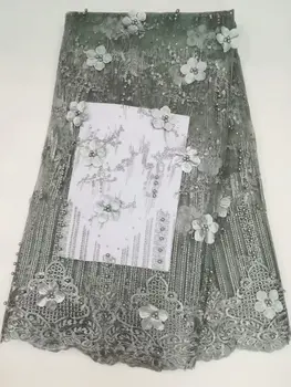 

Nigerian Lace Fabric 2018 High Quality Velvet lace Grey Nigerian Tulle Mesh Lace Nigerian Lace Fabrics For Wedding