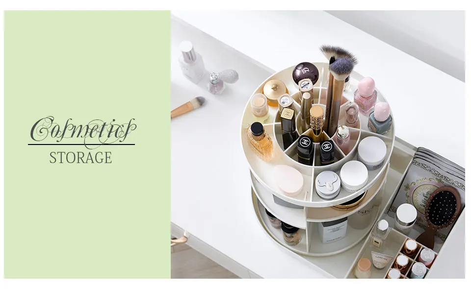 Cosmetic Organizer 360 Rotating Makeup Organizer Plastic Storage Box Acrylic Transparent Brush Holder Lipstick Nail Polish Case  (14)