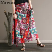 NINI WONDERLAND, летняя юбка с цветочным рисунком, женская повседневная юбка, цельная ткань, сделай сам, на шнуровке, для женщин, инди-фолк, с принтом, юбки, нестандартные