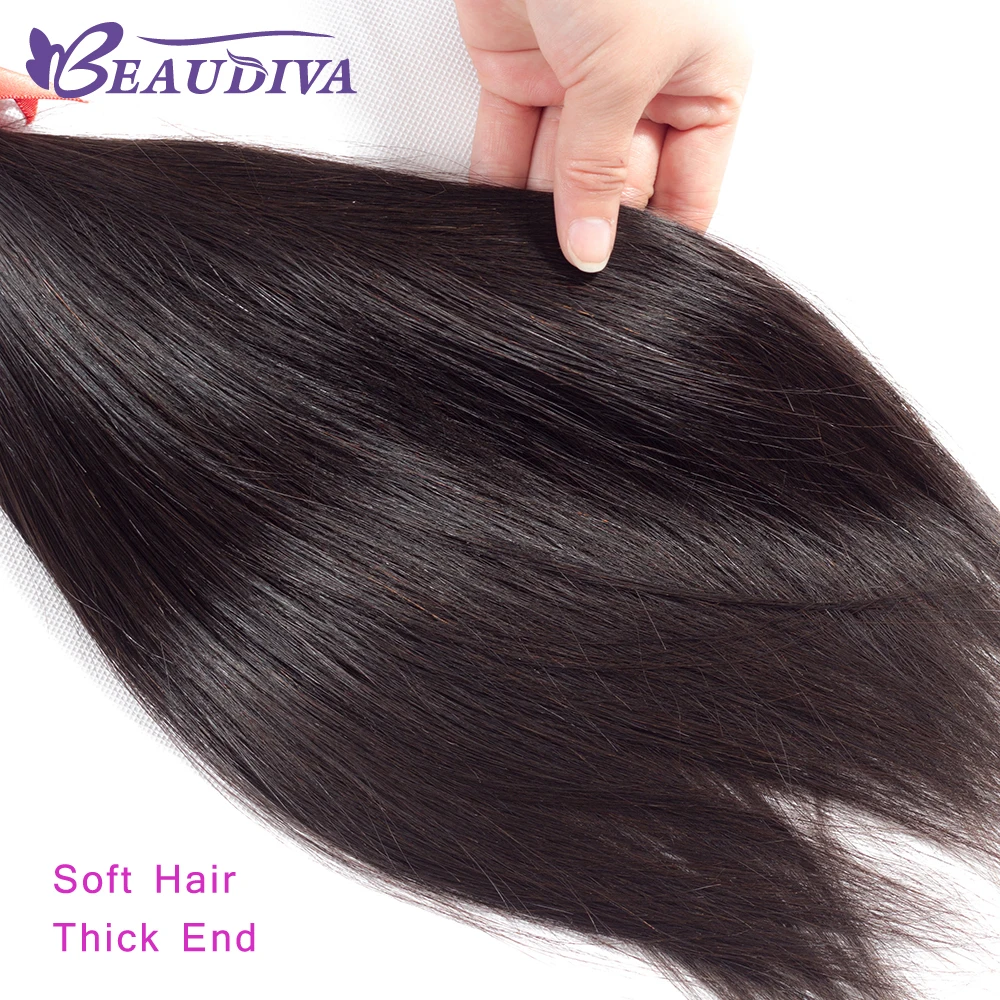 BEAUDIVA Peruvian Straight Hair Bundles With 4*4 Lace Closure Straight Hair bundles with closure Human Hair Bundles With Closure