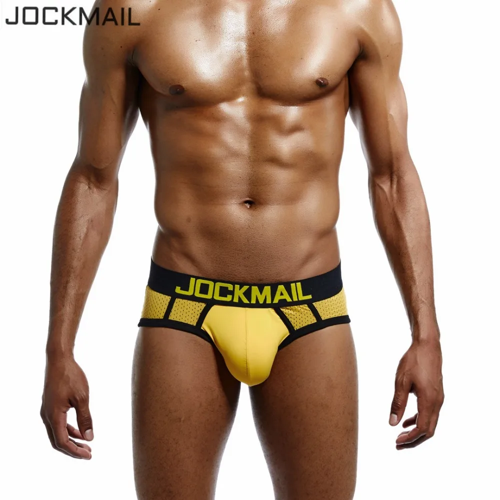 Трусы брифы JOCKMAIL мужские Брендовое нижнее белье пикантные сетчатые трусы из