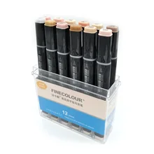 Finecolour doppelseitige pinsel marker 12 manga farben hauttöne skizze grafikdesign mit stift fall oder tasche