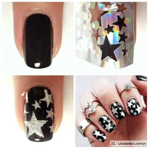 9 Tips/Sheet Laser Star Nail Vinyls Nail Stencils Hollow Nail Sticker Nail Art Tools for DIY NF207 #23872