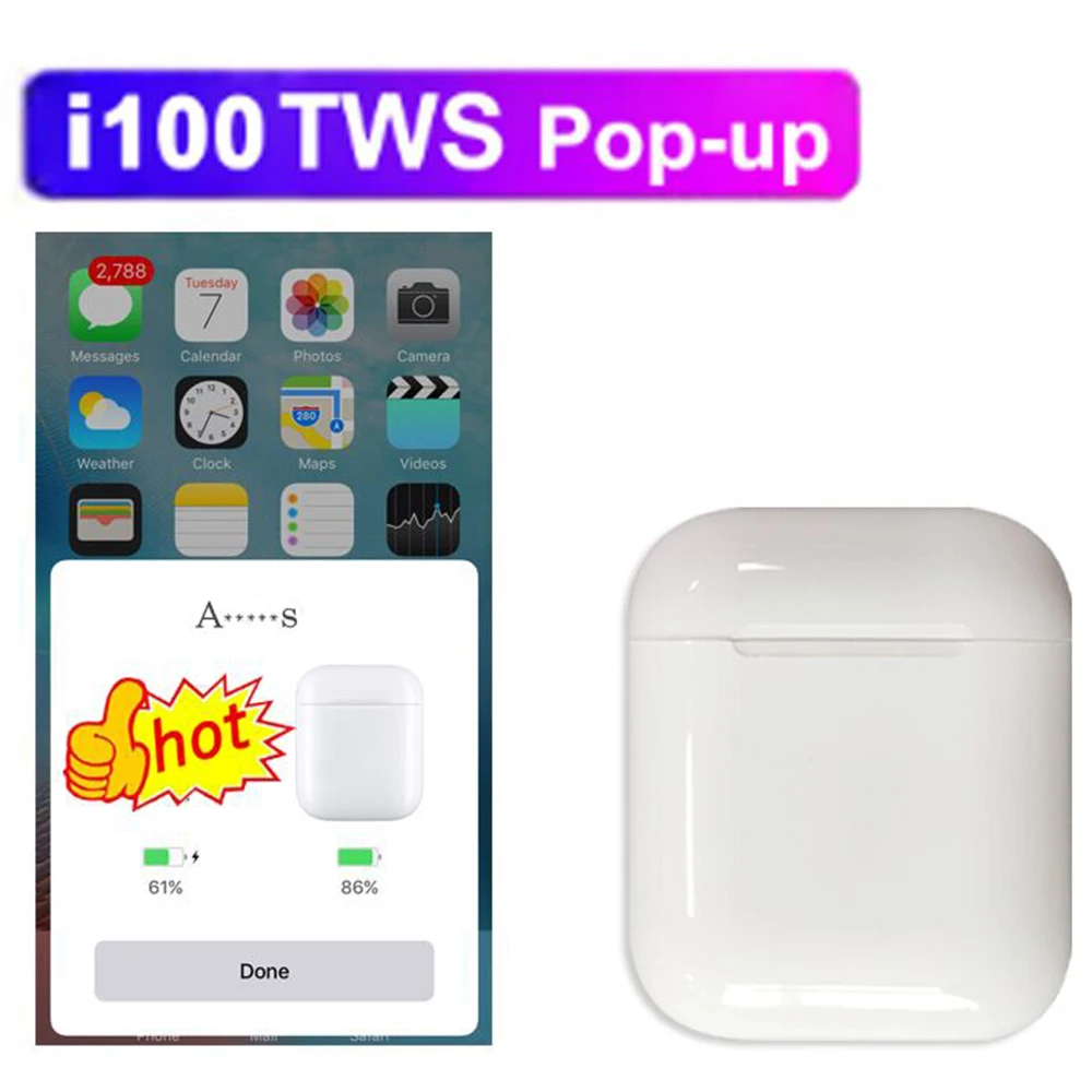 

i100 tws pop up bluetooth 5.0 earphone wireless charging headphones touch control earbuds pk w1 chip lk te9 i20 i30 i40 i60 tws