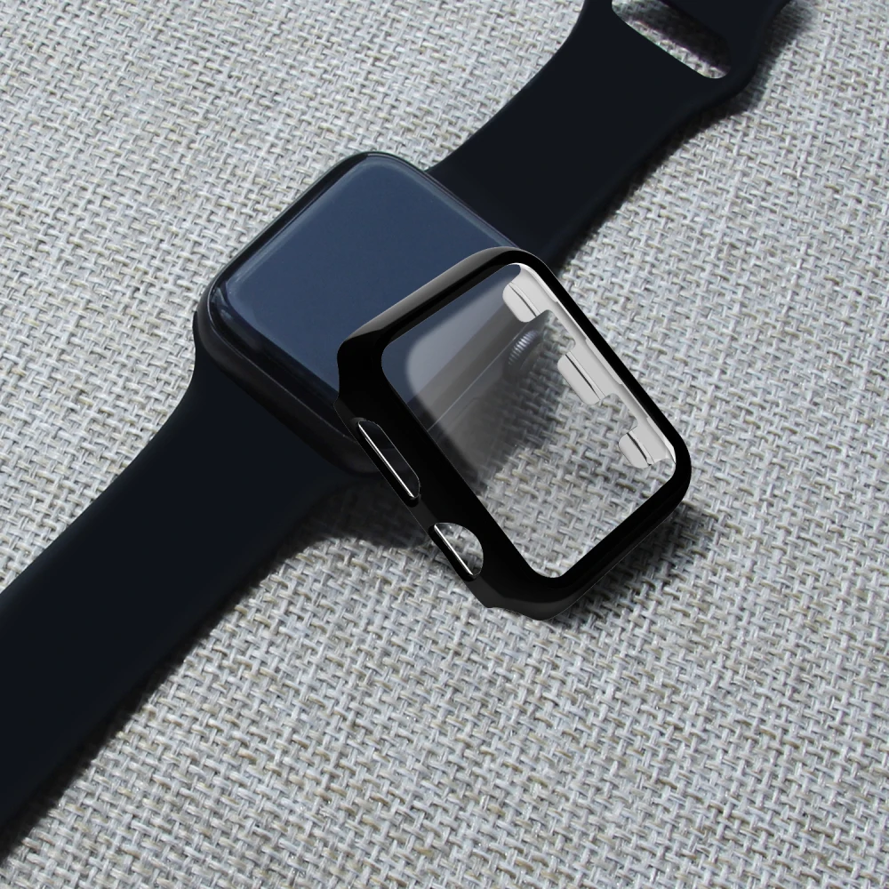 Чехол для часов для Apple Watch Series 3, 2, ремешок, чехол 42 мм, чехол из закаленного стекла, жесткий защитный экран для iWatch 38 мм, корпус