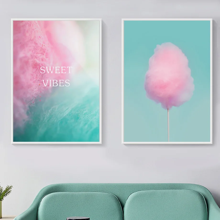 

Sweet Vibes Cotton Candy Nordic Posters And Prints Wall Art Canvas Painting Wall Pictures For Living Room Baby Kids Room Decor