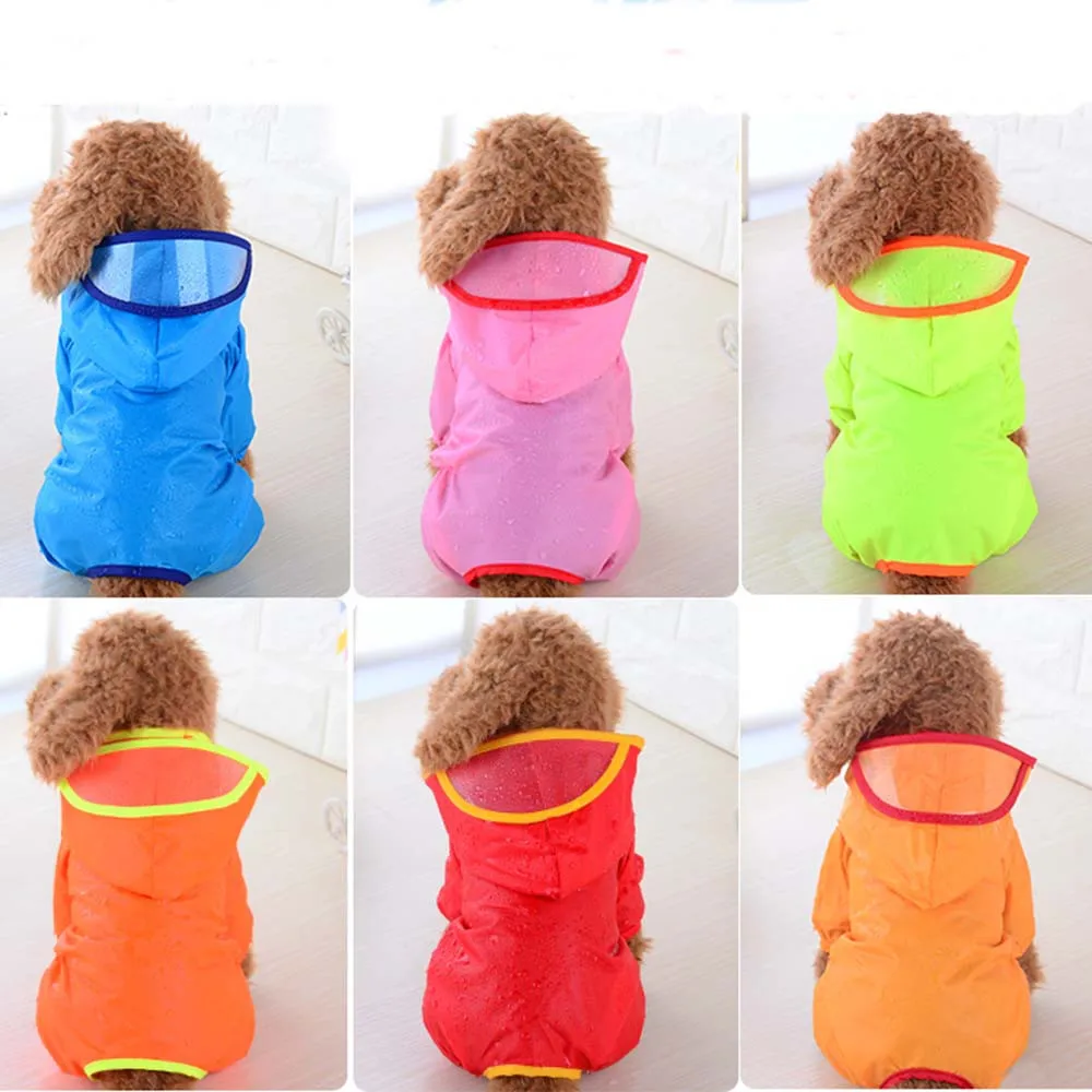 

100% Waterproof Dog Raincoat Reflective Solid Pet Dog Clothes Raincoat Glisten For Small Medium Puppy Hooded Dog Raincoat 2019