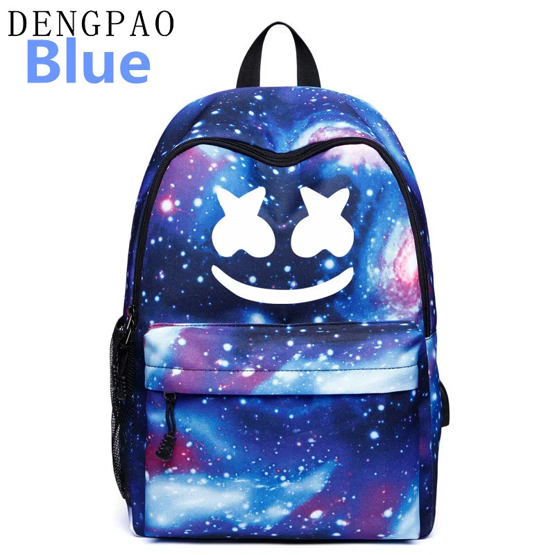 

DENGPAO dj marshmello helmet backpack USB galaxy printing backpack laptop sac a dos femme school bags for teenagers girls boys