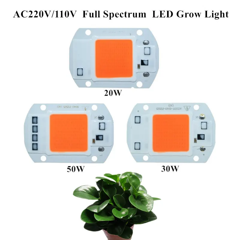 

10pcs Full Spectrum 380nm-840nm Dimmable AC220V 110V 20W 30W 50W LED Grow Light Hydroponic Grow Light For Plant Seed Flower Grow