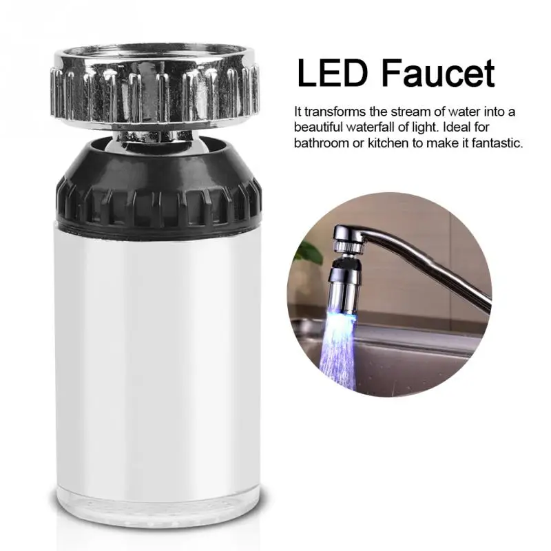 Bathroom Accessories Led Water Faucet Aerators 7 Colors Changeable 360 Degree Rotating Kitchen Basin Faucet Temperature Sensor