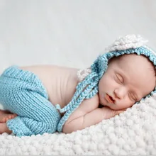 Вязаная крючком Детская Цветочная шапка, шапочка для новорожденных с брюками, Детские комплекты, детские вязаные шапочки, для фотографий новорожденных Размер: 0-1 м, 3-4 м