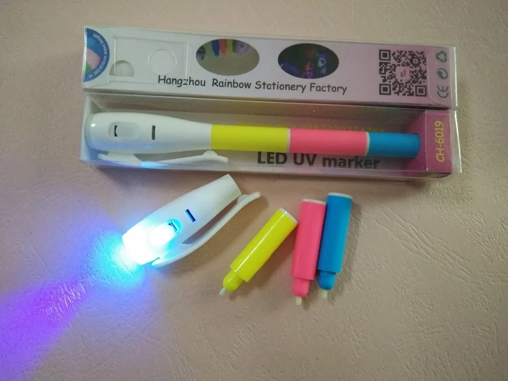 600pcs/lot New patent LED UV Marker CH6019, THREE UV reactive ink colors & 395nm UV light