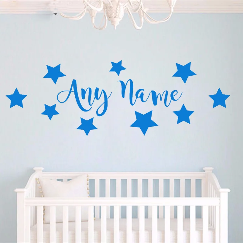 ZM24 Custom Texts Personalized Babys Name Personalised Stars Vinyl Wall