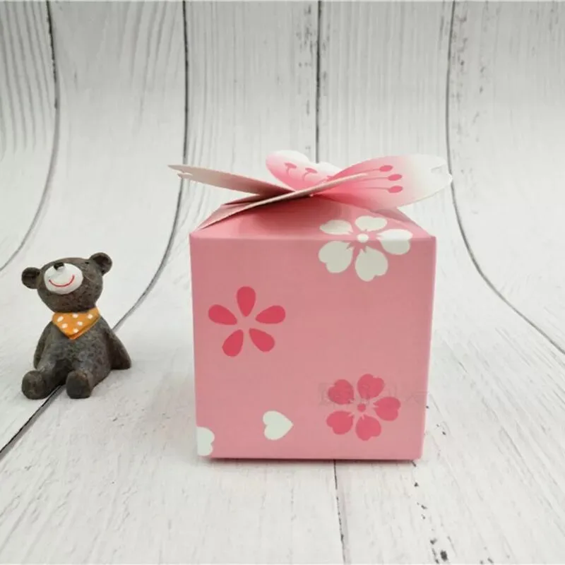 10 шт. японский Романтический Сакура коробка конфет розовый цветок вишни свадебный подарок для украшения с помощью сахара шоколадная упаковочная коробка