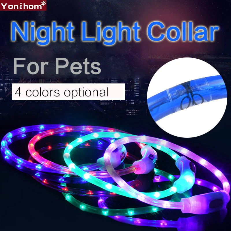 LED Dog Collar USB Luminous Collar Electronic Glowing USB Rechargeable LED Dog Collar Night Safety Bright Dog Light Rechargeable